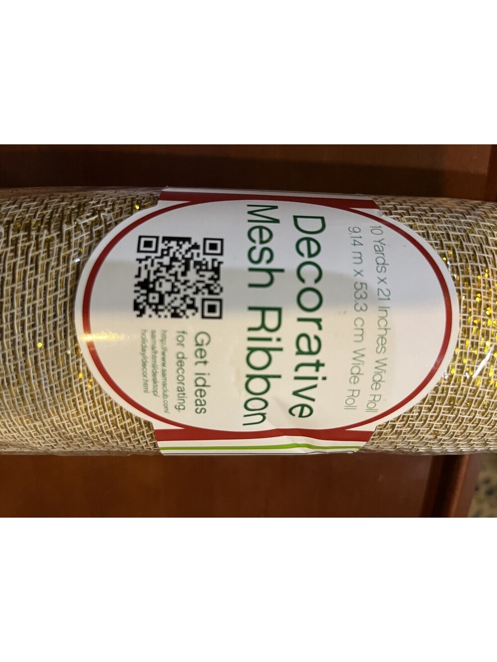 Gold Decorative Mesh Ribbon 21” By 30’